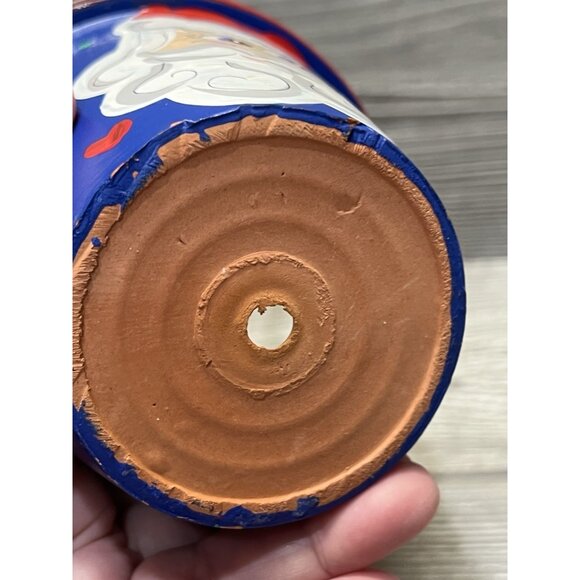 Santa Claus Flower Pot Handpainted Terra Cotta Christmas Holiday 4.25” - Picture 6 of 6